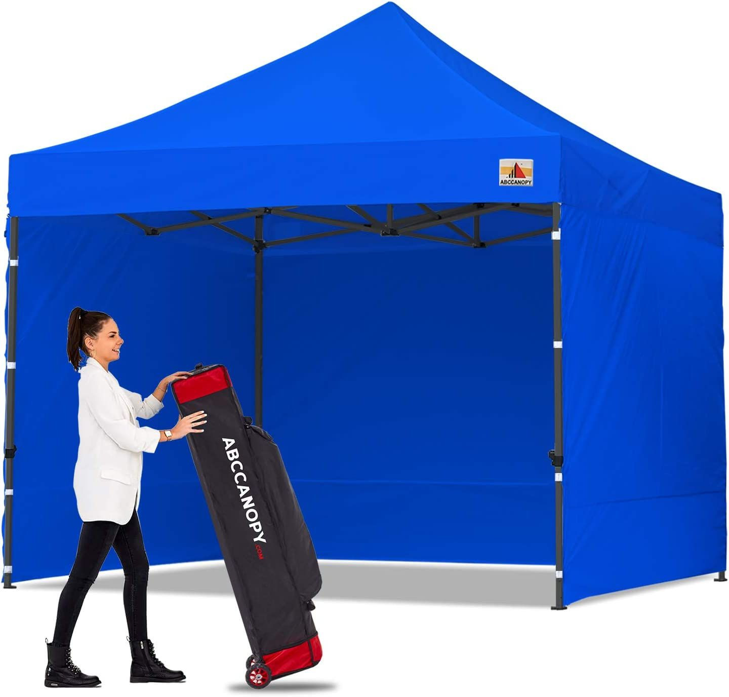ABCCANOPY Heavy Duty Ez Popup Canopy Tent with Sidewalls 10x10, royal blue 