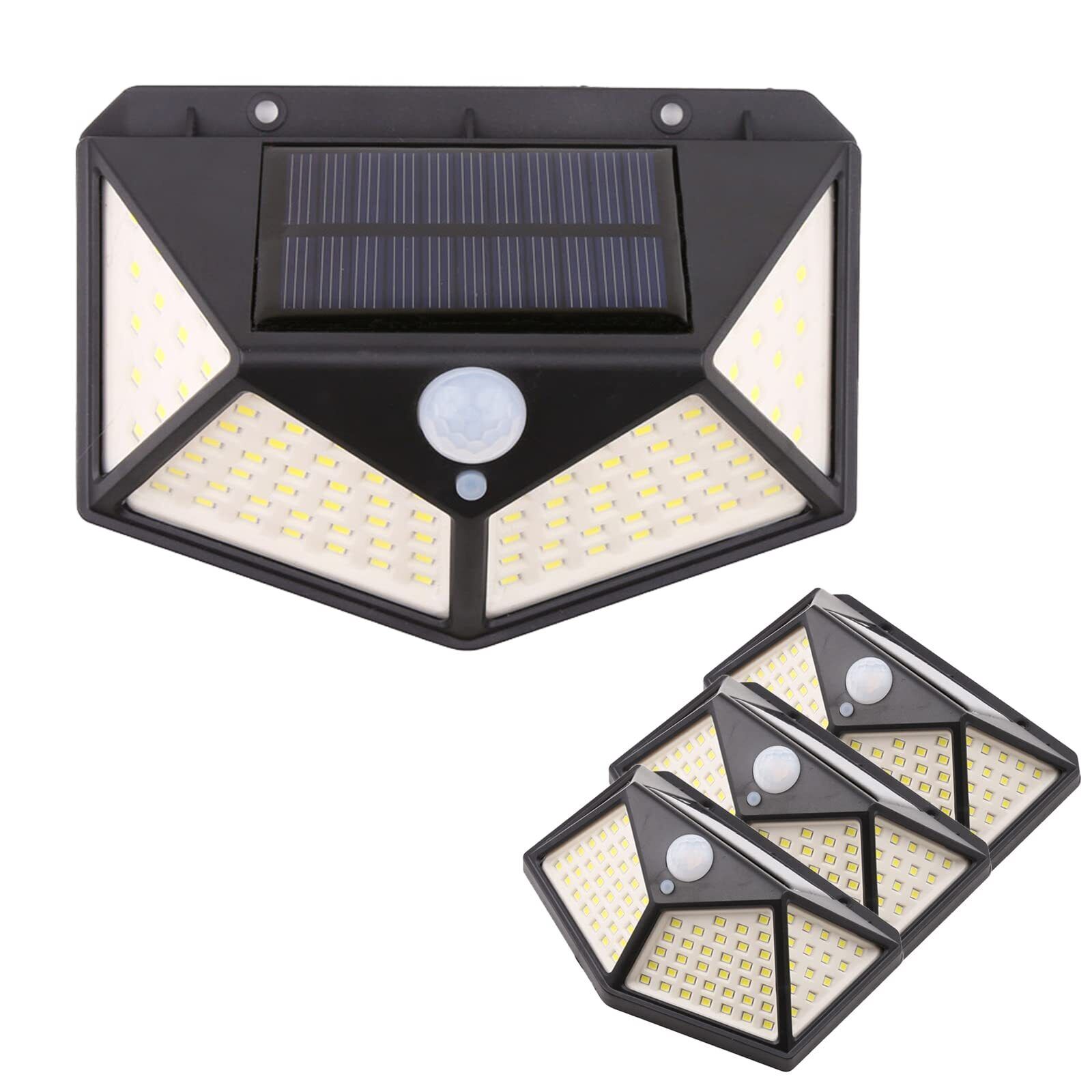 4 Pack Solar Lights 100LED Motion Sensor, Waterproof, Lights Reflector Design