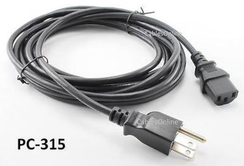 15ft AC Power Cord C13 Cable with 3-Conductor PC Power Connector,  PC-315