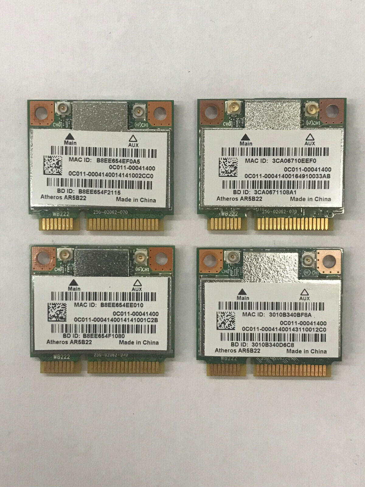 Lot of 4 Dual Band 2.4G/5Ghz AR5B22 300Mbps Bluetooth 4.0 Wifi Mini PCI-E Card 