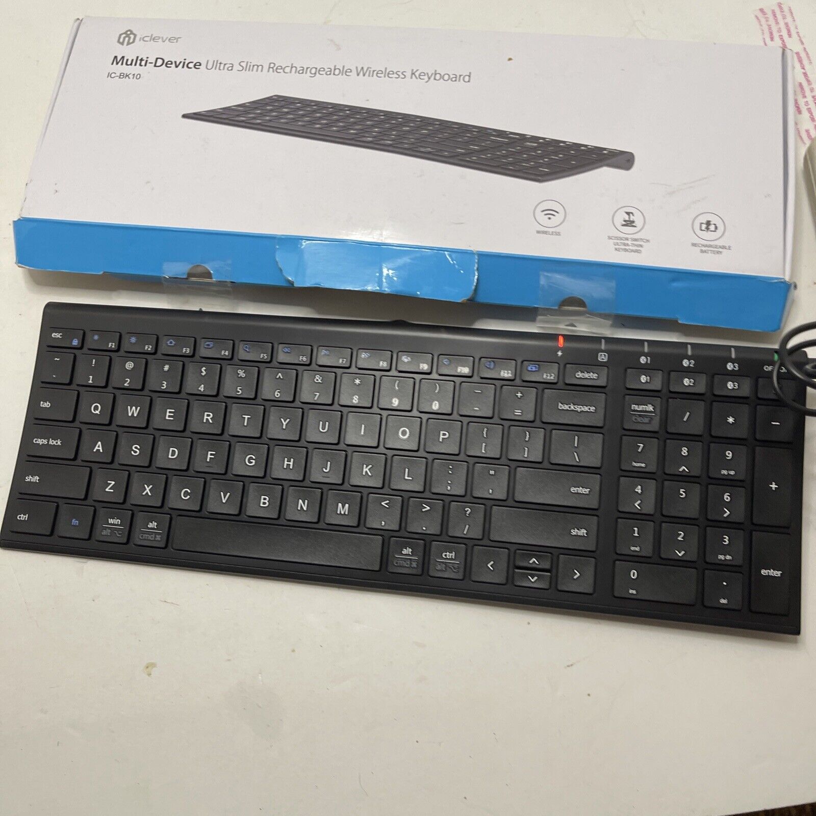 IClever Multi-Device Ultra slim rechargeable wireless keyboard See Description