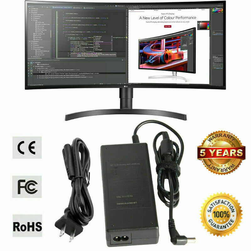 For LG Monitor Power Supply Charger Cord LG Full HD LCD LED Electronics 19V 90W