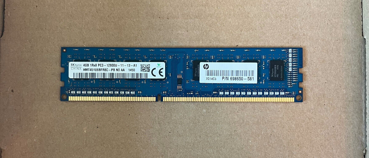 Genuine HP 4GB PC3-12800U Desktop Memory 698650-581