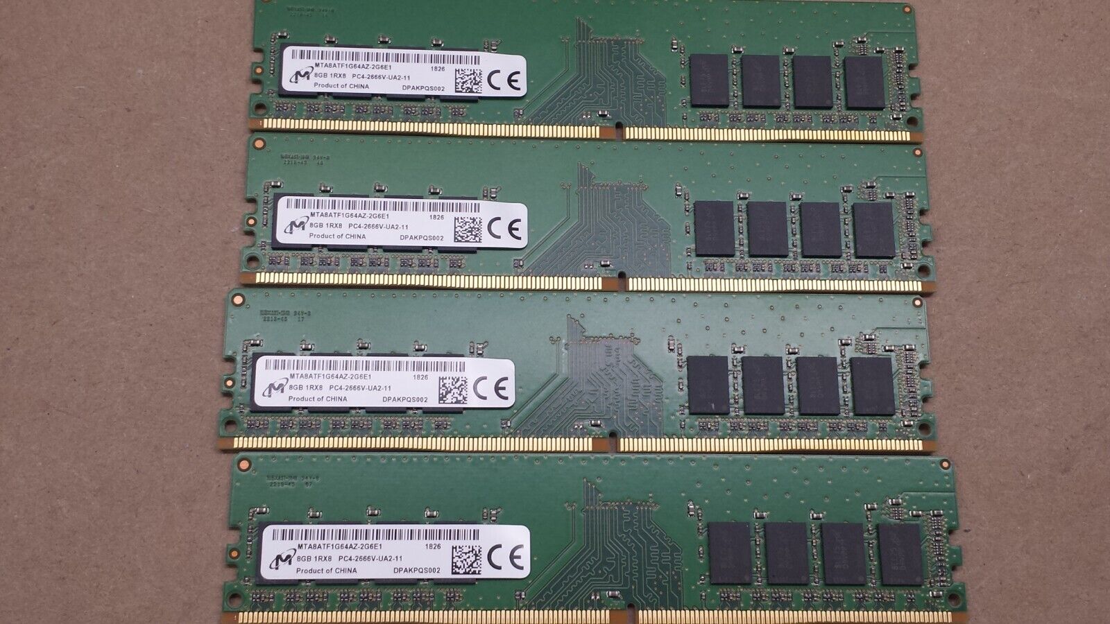 LOT OF 4 MICRON 8GB (4X8GB) DDR4 DESKTOP RAM MEMORY (MM179)
