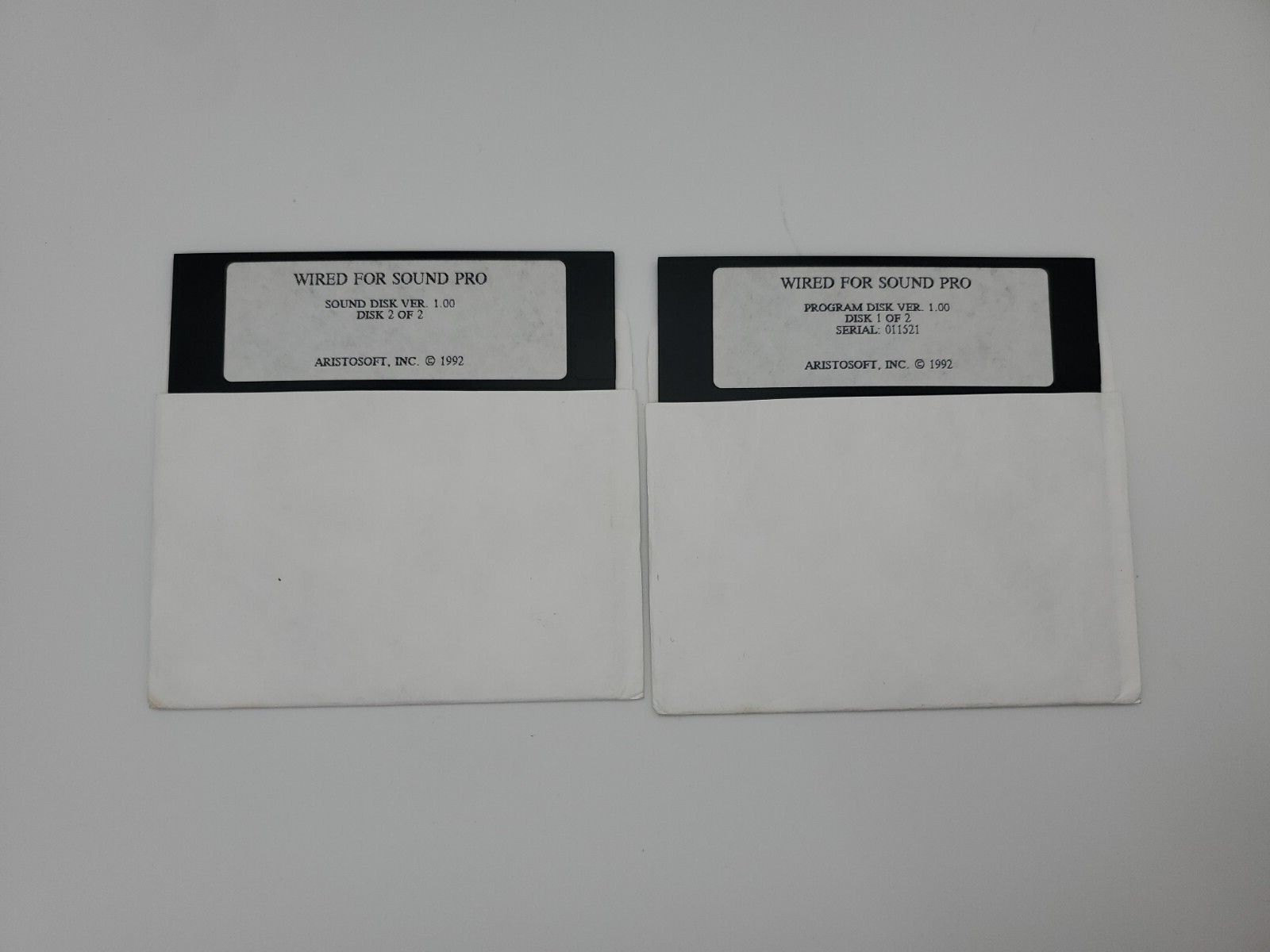 Vintage 1992 Aristosoft Wired For Sound Pro 2 5.25 Floppy disks.