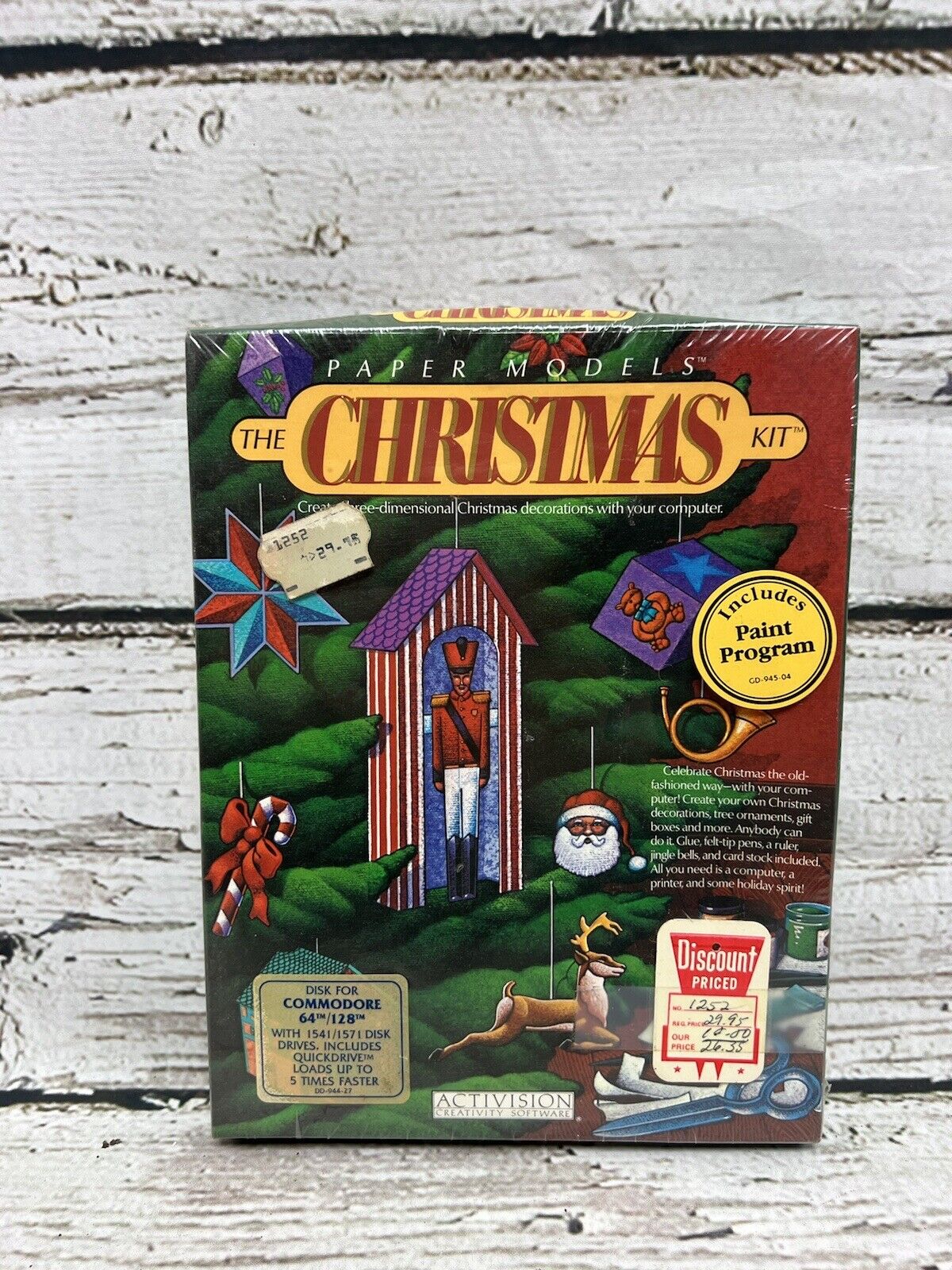 Paper Models The Christmas Kit Commodore 64/128 VTG 1986 Activision - New Sealed