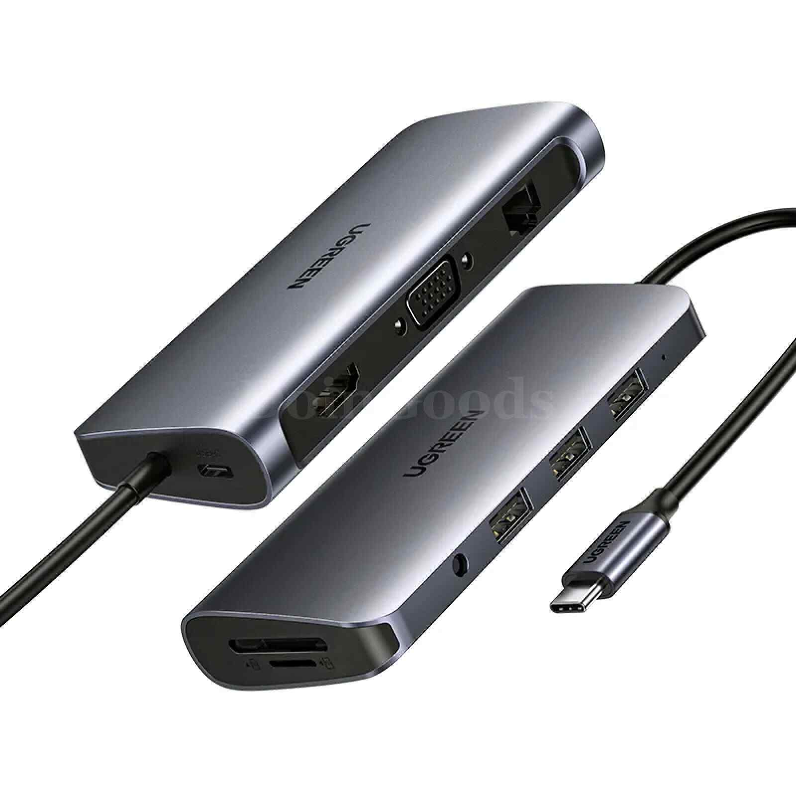 Ugreen 10-in-1 USB C Hub HDMI 4K VGA USB 3.0 PD 3.5mm for MacBook iPad Pro