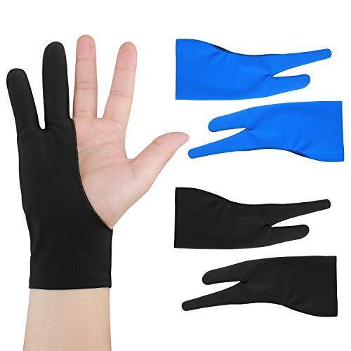 4 Pack Two-Finger Artist Gloves Digital Drawing Gloves for Left and Right Hand