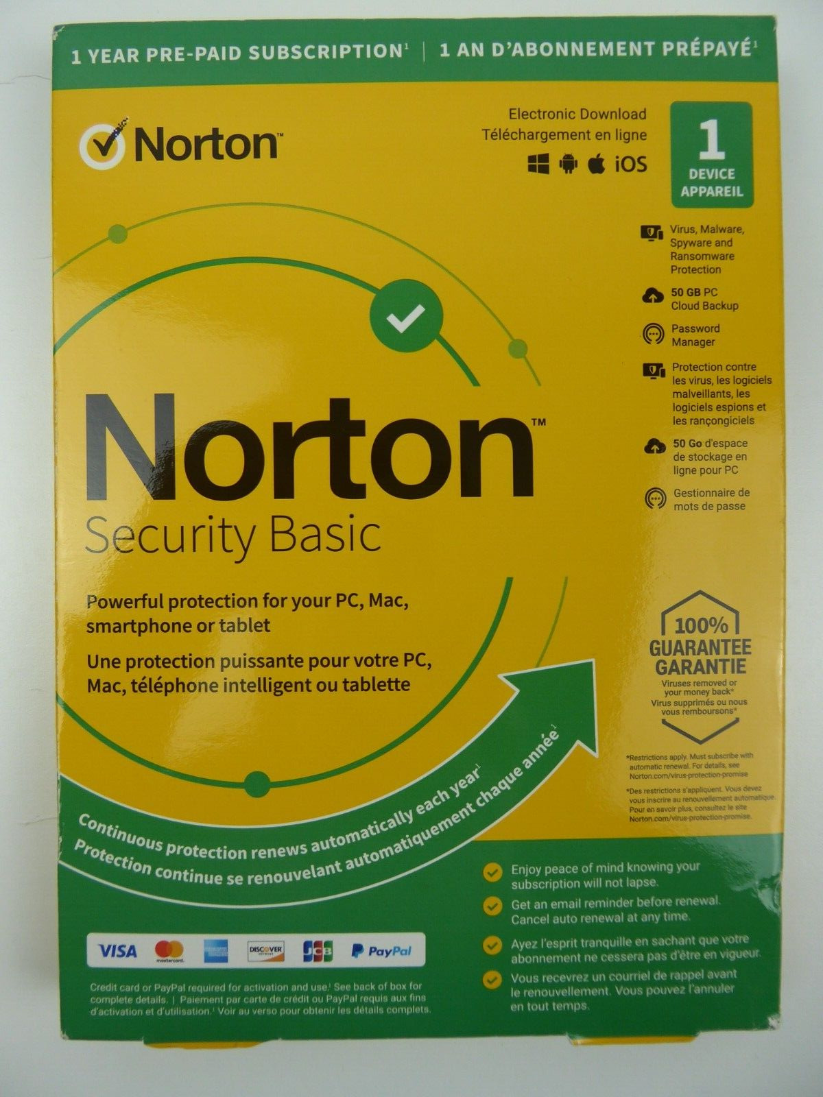 Norton Security Basic Antivirus/Internet Security for 1 Device - 1 Year