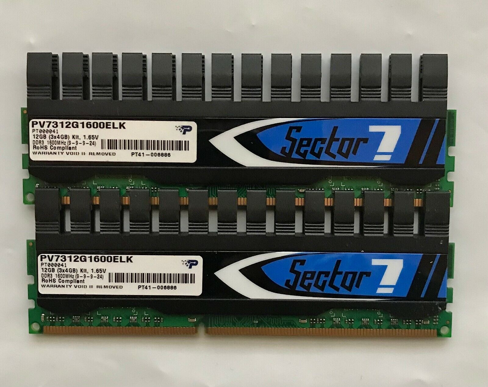 Patriot Viper II Sector 7 8GB RAM (2X4GB) PC3-12800 DDR3-1600 PV7312G1600ELK 