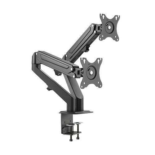 DUAL ARM TV LCD MONITOR DESK MOUNT BRACKET ARTICULATING UP DOWN IN OUT SWIVEL