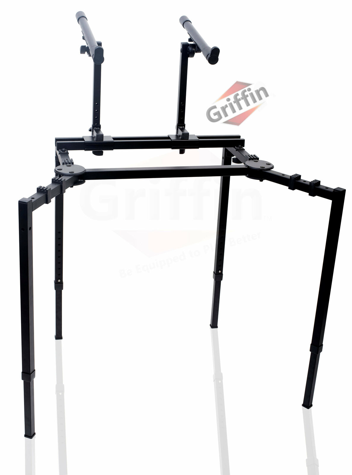 Double Piano Keyboard Stand - 2Tier Studio Stage Mixer Laptop Mount DJ Turntable