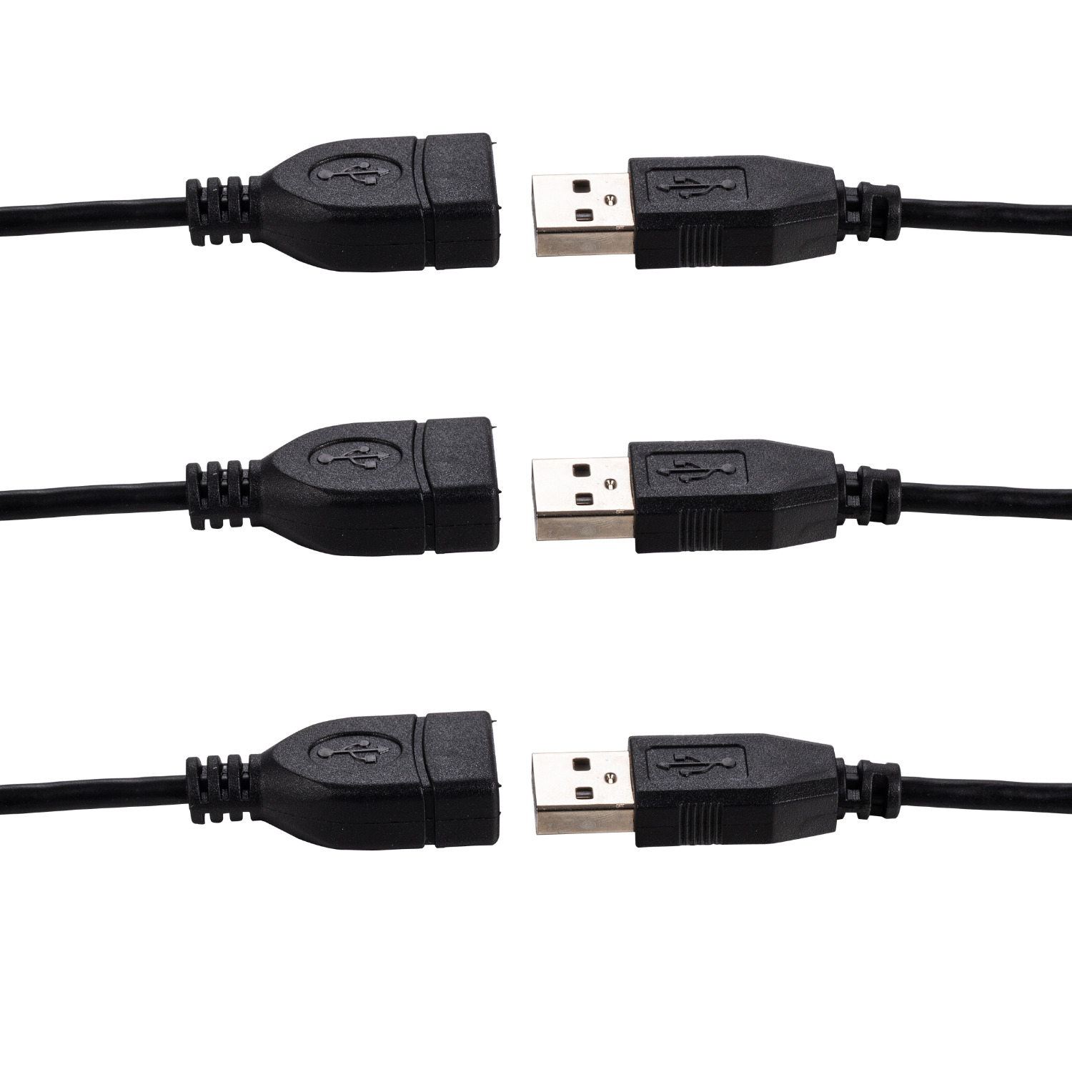 3x 3ft USB 2.0 Extension Cable Type A Male to A Female Extender HIGH SPEED Black