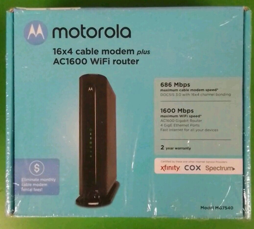 Motorola 16x4 cable modem plus AC1600 WiFi Router, MG7540