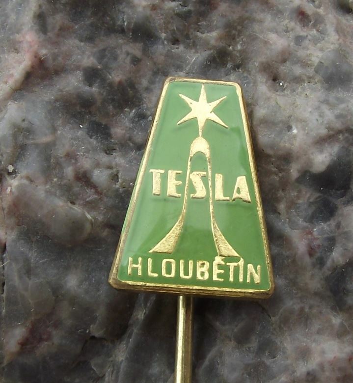 Antique Tesla Hloubetin Czechoslovakia Electronics Firm Sine Wave Star Pin Badge