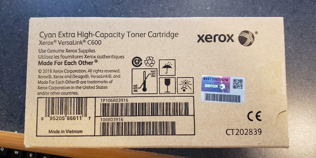 Genuine OEM Xerox 106R03916 Extra High Capacity Cyan Toner Cartridge C600 NIB