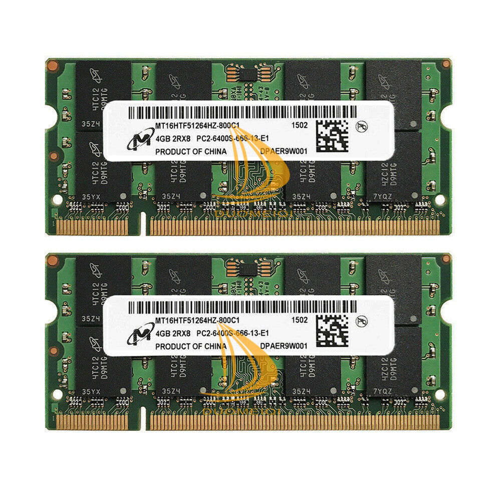 Micron 8GB 2X 4GB DDR2 RAM PC2-6400 DDR2-800MHz DDR2 200pin SODIMM Laptop Memory