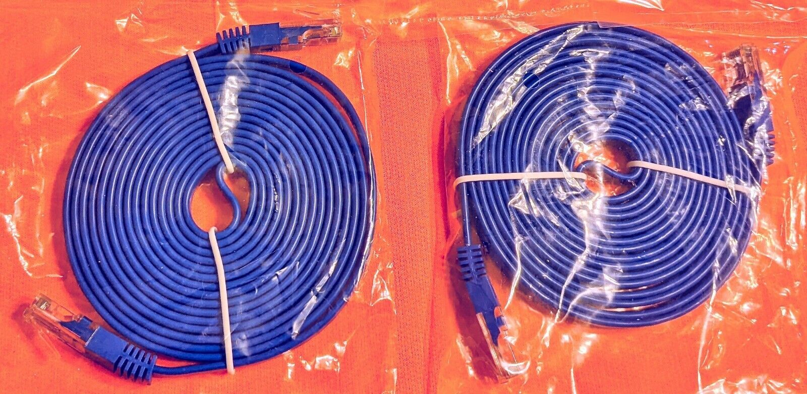TWO-PACK Spiral-Coiled Blue Ethernet Cables 2x 10ft/3m Cat5e Patch Cord BUY NOW