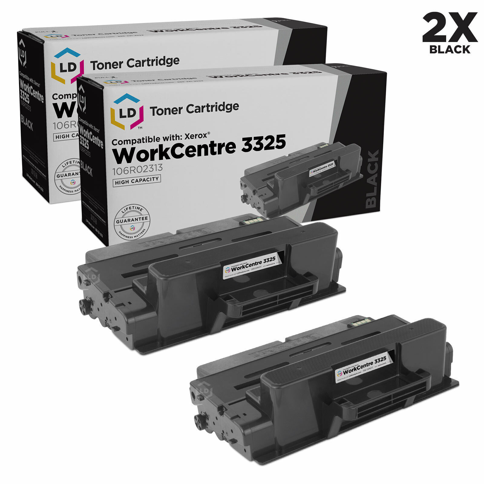 Compatible Xerox 106R02313 Set of 2 HY Black Laser Toner WorkCentre 3325 Printer