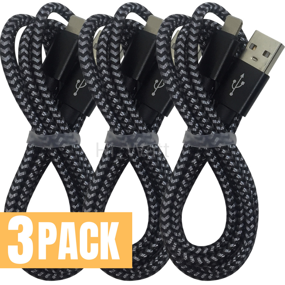 3 Pack 6Ft Braided USB Charger Cable For Apple iPhone SE XR 14 12 Charging Cord