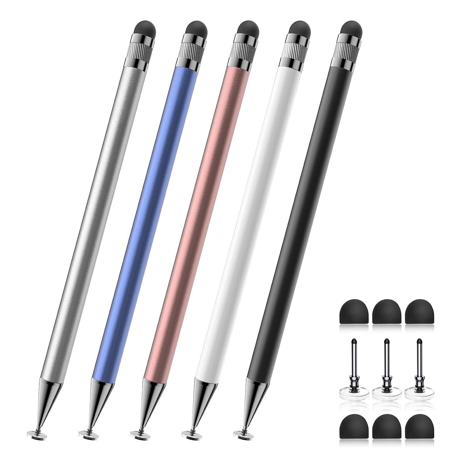 Stylus (5 Pcs), 2-in-1 Stylus Pen for Touch Screen, High Precision and Sensit...