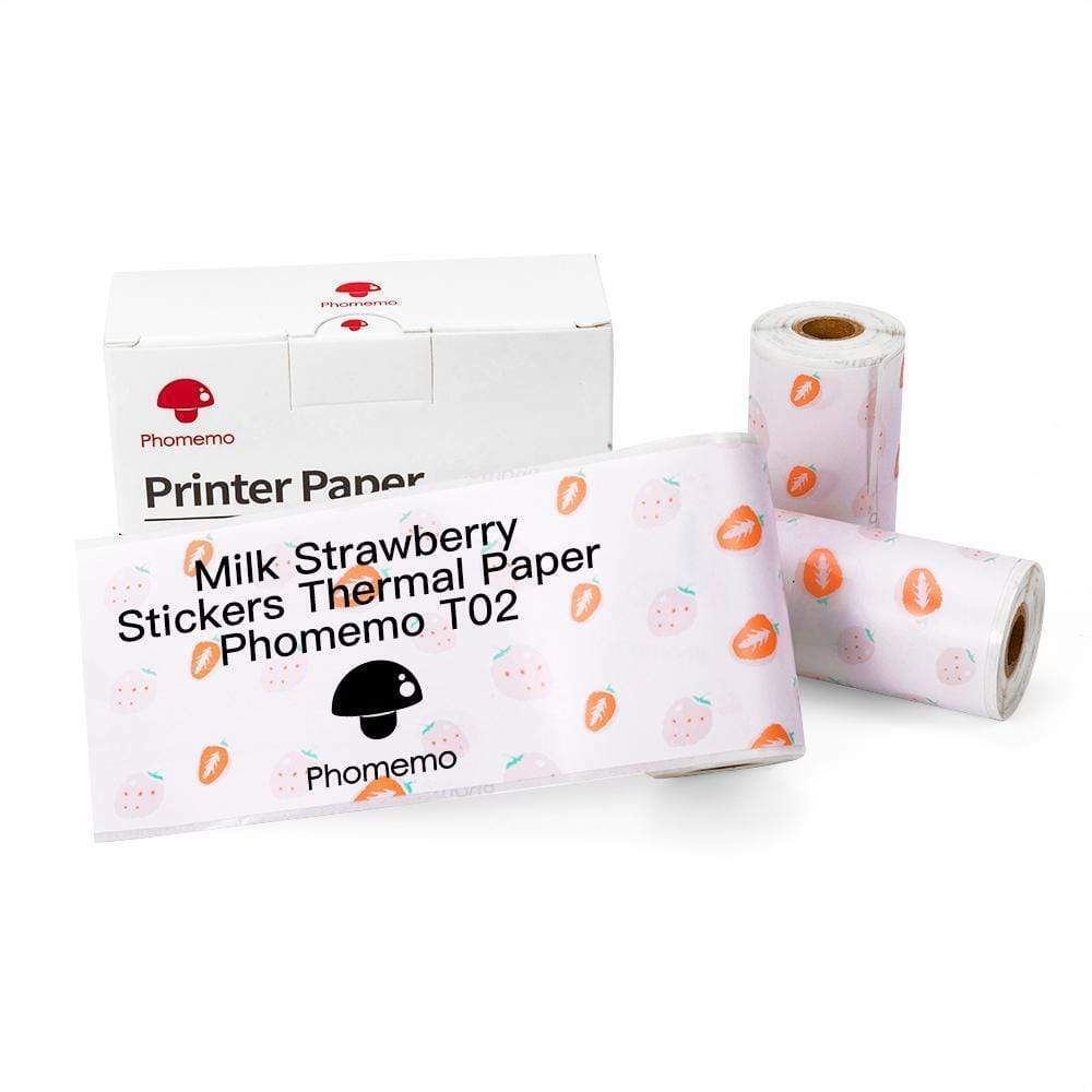 Self-Adhesive Strawberry Milk Pattern 20-Year Long-Lasting Thermal Sticker Paper