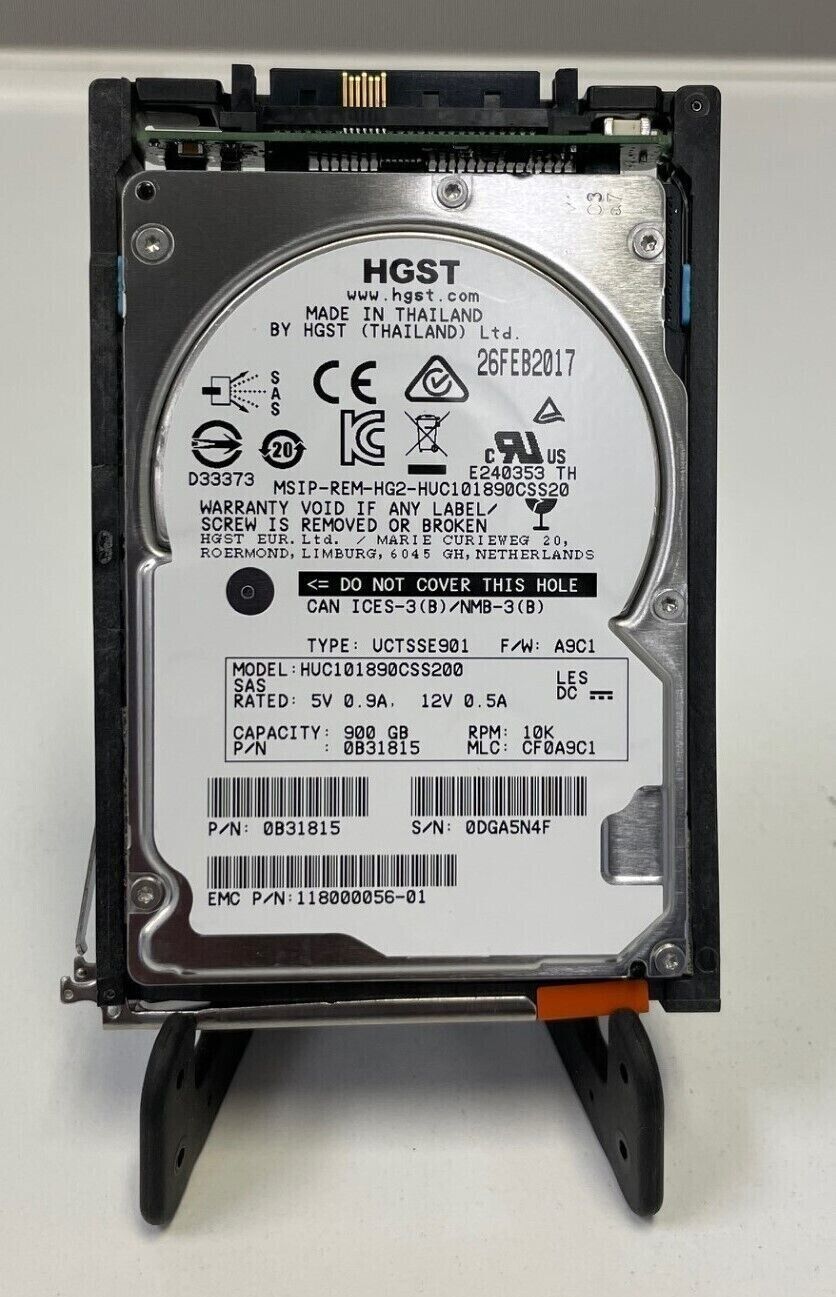 Lot of 5 -Hitachi (HUC101890CSS200) 900GB 2.5 10K RPM SAS HDD EMC - 118000056-01