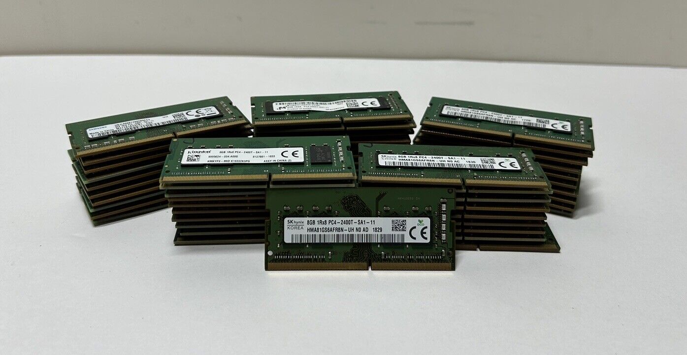 Lot of 50 DDR4 8GB PC4-2400T Laptop Memory RAM Mixed Major Brands