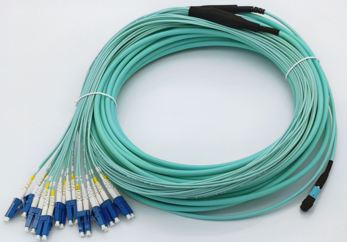 15~20 Meter MPO/MTP to 20LC Breakout Fiber Optic Cable OM3 40GbE Patch Cord