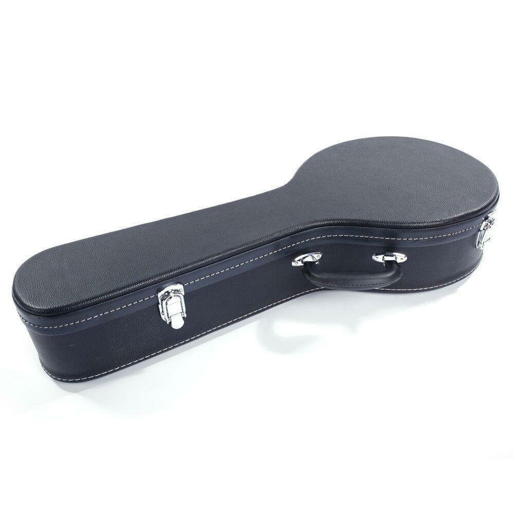 Glarry High Quality Hardshell A-Style Mandolin Leather Hard Case Black