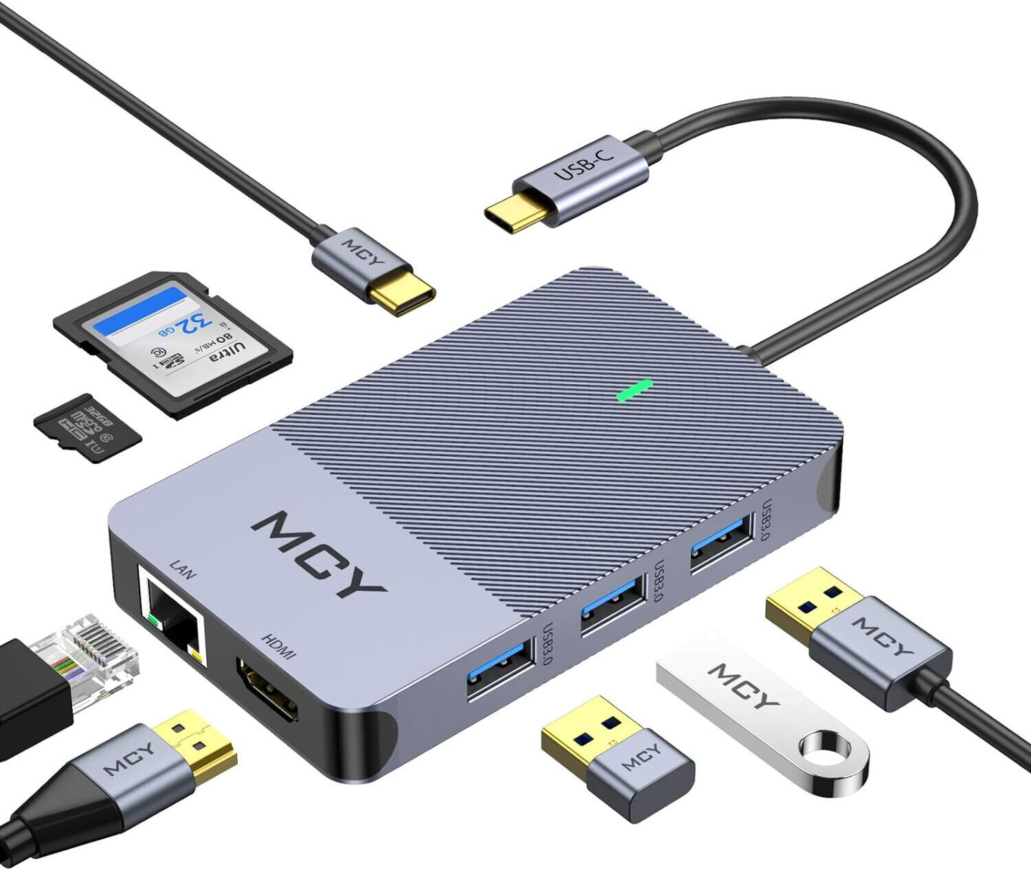 USB C Docking Station, MCY 8-in-1 Laptop Docking Station USB C Hub with 4K HDMI