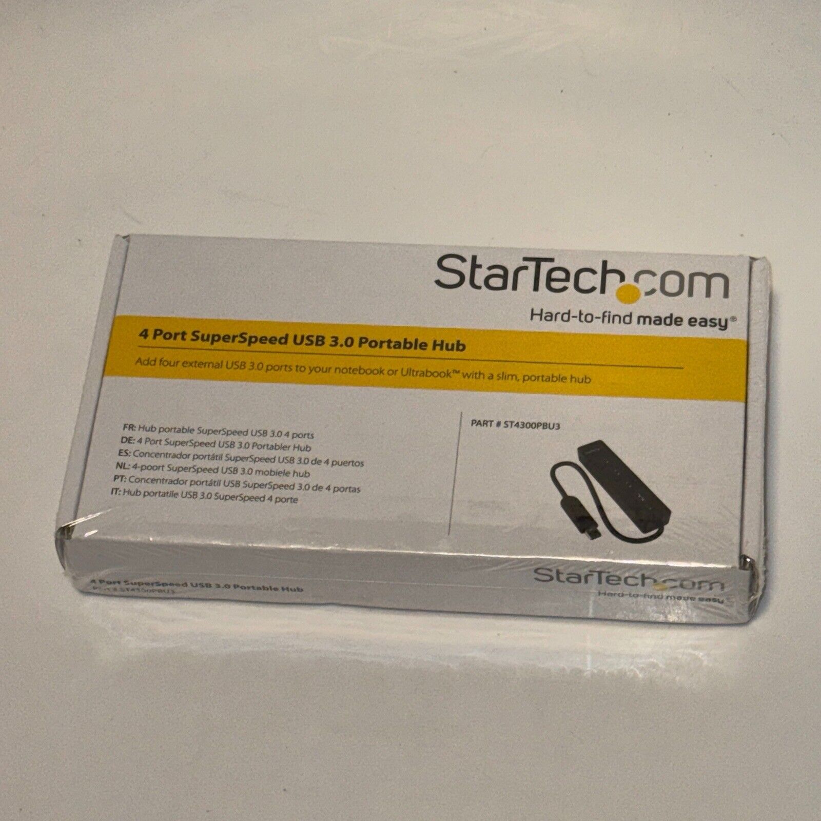 StarTech ST4300PBU3 4 Port USB 3.0 Hub - Built-in Cable - SuperSpeed - Black