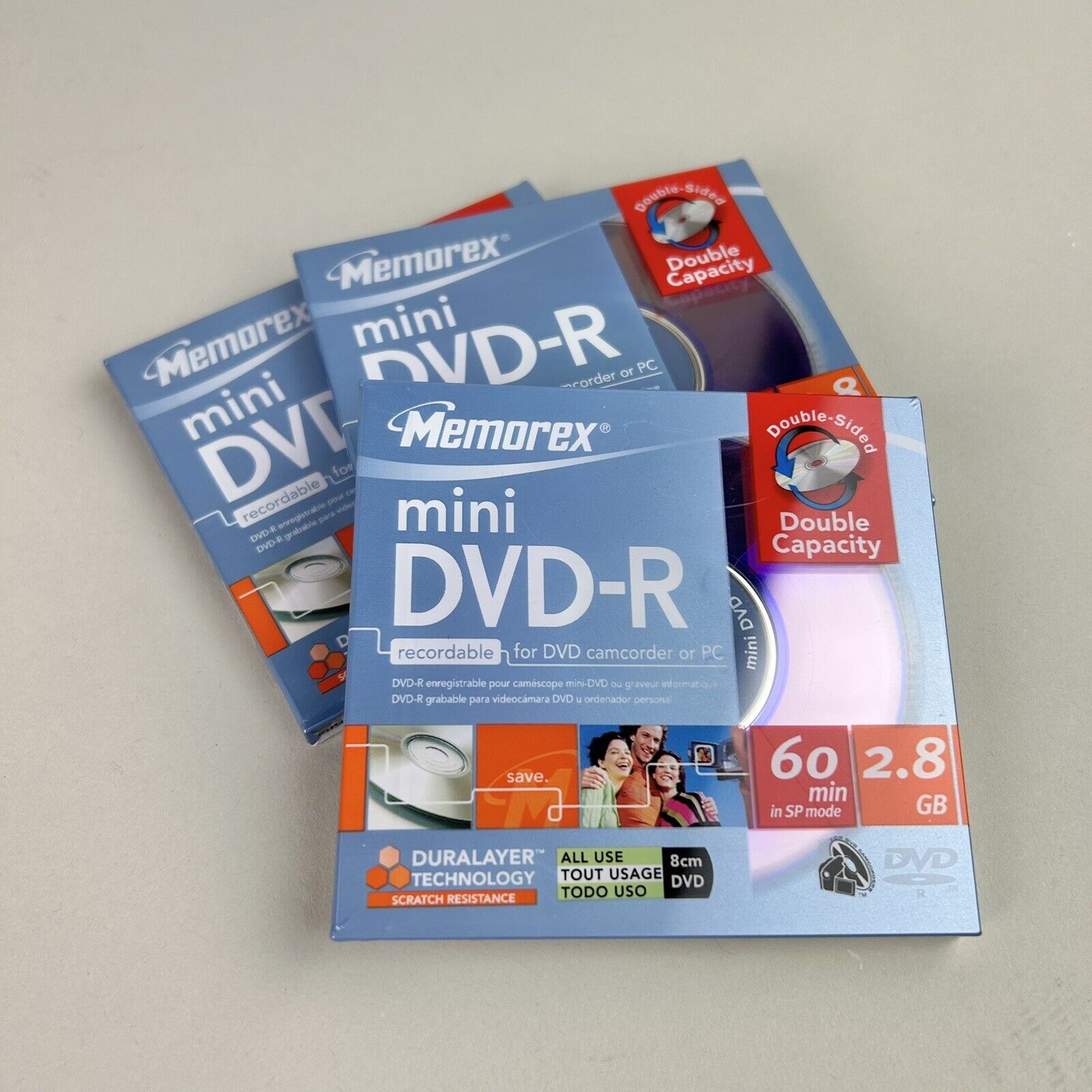 3 VTG Memorex Mini DVD-R – 60 min 2.8 GB, Double Capacity, New Old Stock NOS