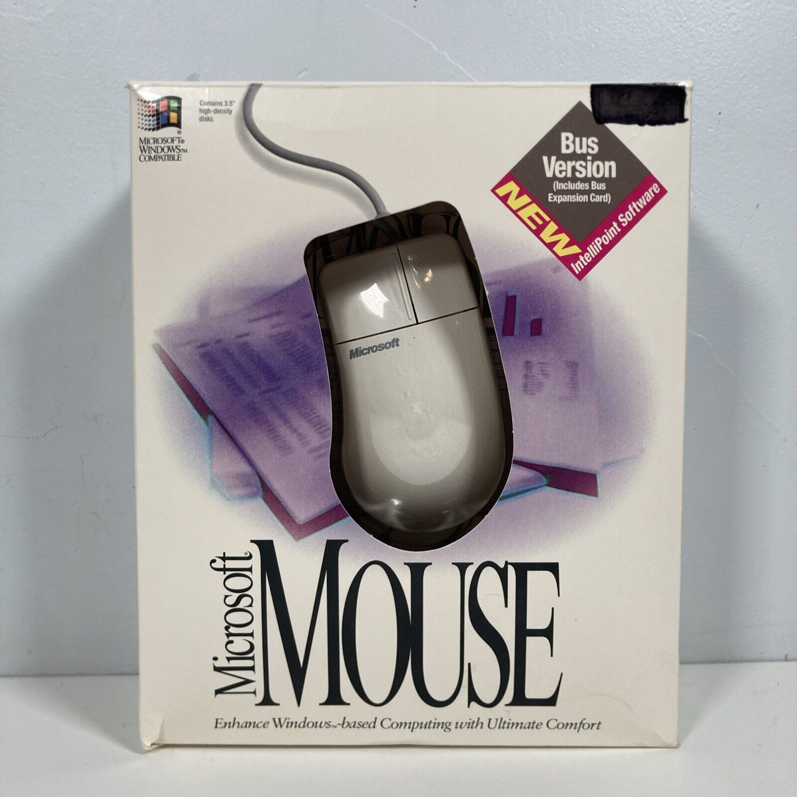 Vintage Microsoft Bus Mouse Windows W/ Original Box 2 Button 1994