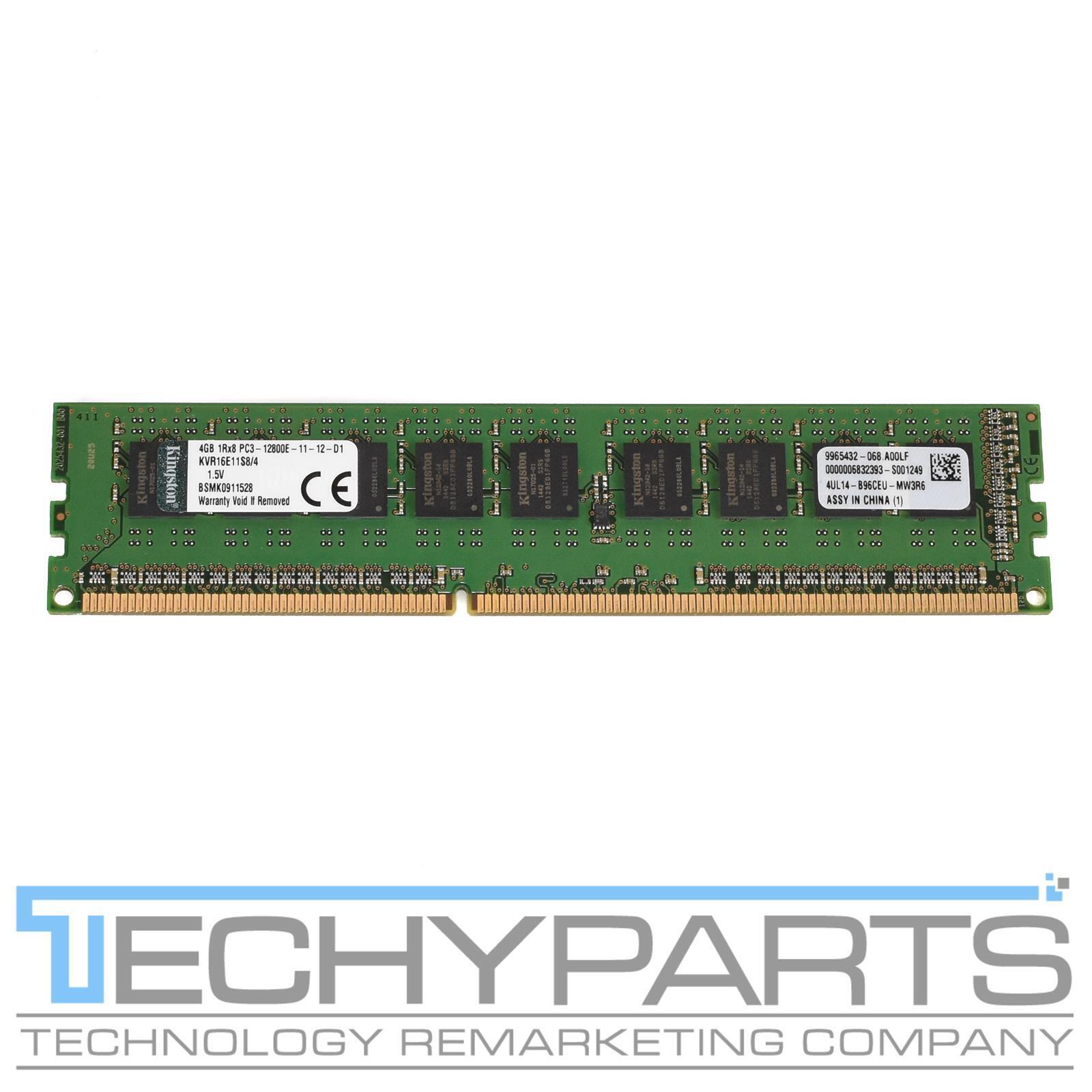 Kingston 4GB 1Rx8 DDR3-1600 PC3-12800E ECC Unbuffered Memory KVR16E11S8/4