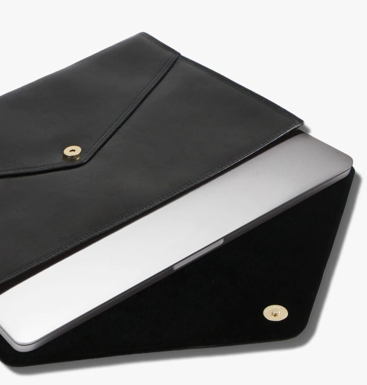 Laptop Clutch Bag Sonix Black Onyx Vegan Leather Velvet Lined Magnetic Snap NEW