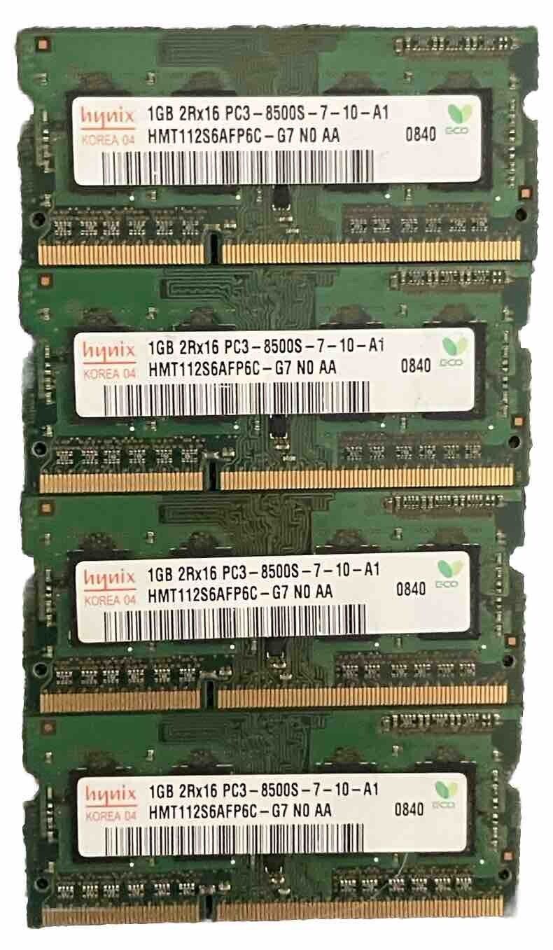 HYNIX LOT OF 4GB (4X 1GB) 2RX16 PC3-8500S Laptop RAM MEMORY Modules