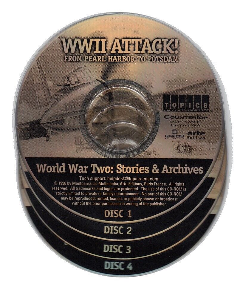WWII ATTACK (4PC-CD-ROMs, 2001) for Win/Mac - NEW CDs in SLEEVE
