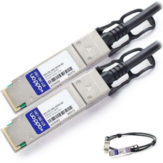 AddOn Cisco Meraki MA-CBL-40G Compatible 40GBaseCU QSFP+-QSFP+ Passive DAC, 0.5m