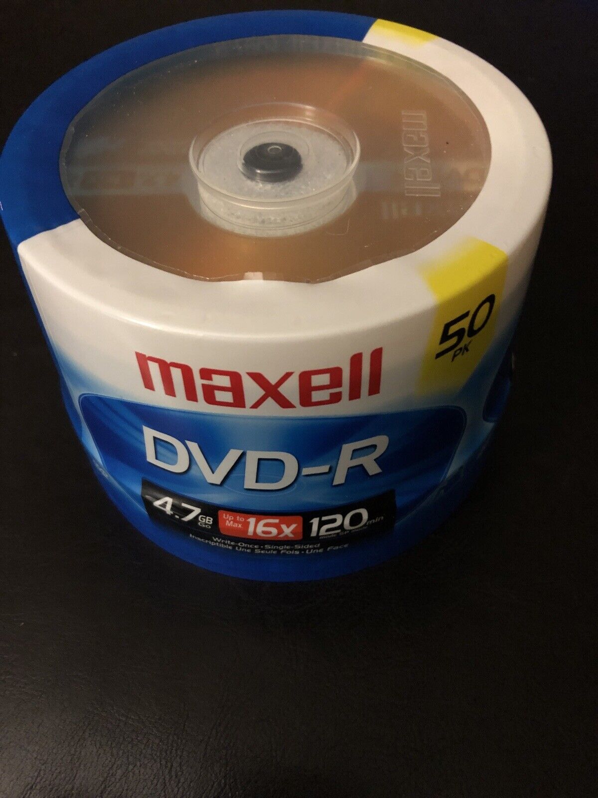 Maxell DVD-R Discs, 4.7GB, 16x, Spindle, Gold, 50/Pack (MAX638011)