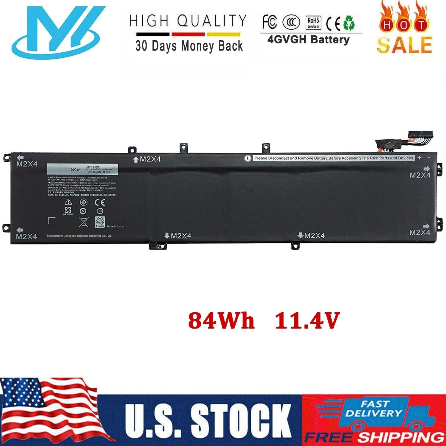 84Wh 4GVGH Battery For Dell Precision 5510 XPS 15 9550 Series T453X 1P6KD 0T453X