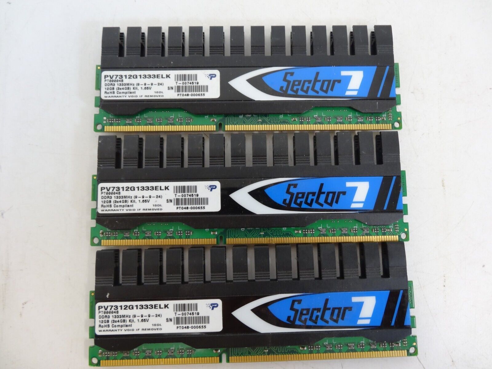 USED PATRIOT SECTOR 7 12GB (3x4GB) PV7312G1333ELK DDR3-1333 PC3-10600 1.66V