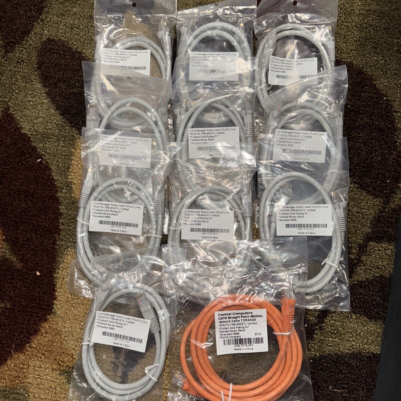 CAT 6 Ethernet Cables Patch Cord Large Lot TSB-40AETL 568B Lot Of 7 And Extra