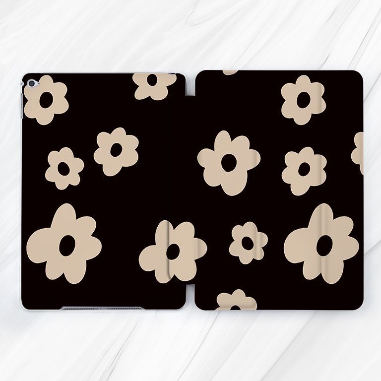 White Daisy Retro Floral Black Case For iPad 10.2 Air 3 4 5 Pro 9.7 11 12.9 Mini