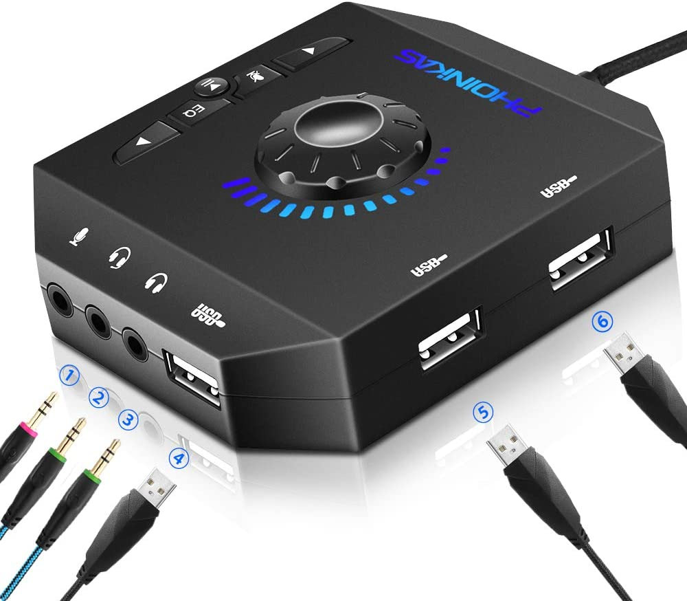T10 External Sound Card USB Audio Adapter for PC Windows Mac Linux Laptops