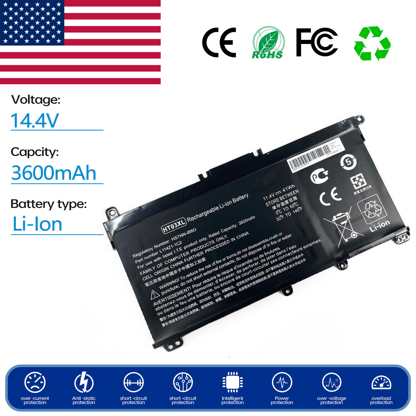 Battery for HP Pavilion 15-CK001NO 15-dw0094nl 14-ce0000nq 15-cw1901ny 15-cw1000
