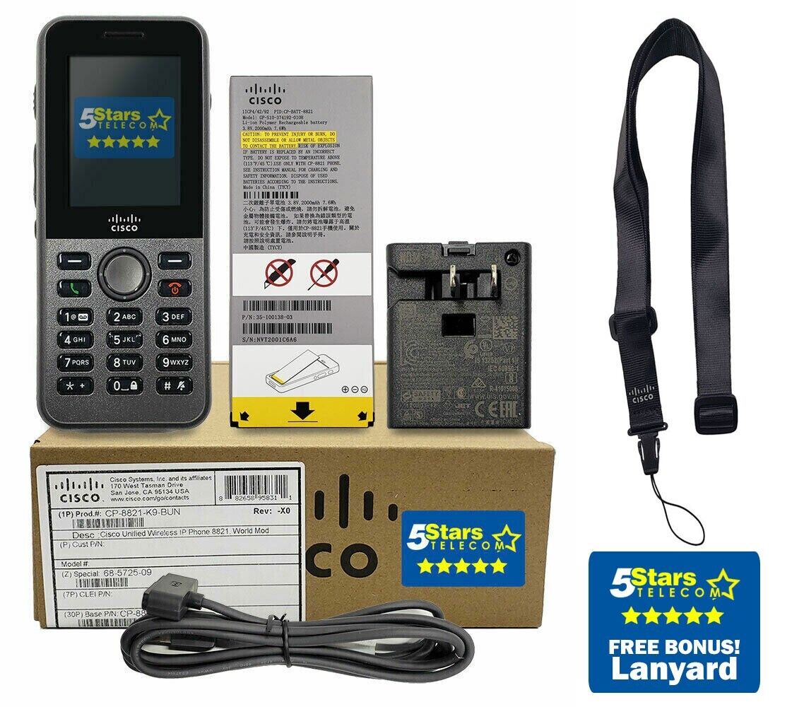 Cisco 8821 Wireless IP Phone w/Battery & Power Bundle (CP-8821-K9-BUN) Brand New