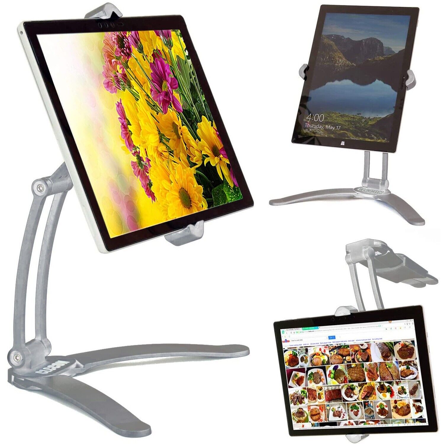 Kitchen Desktop Tablet/iPad Pro 12.9 /IPAD Air Stand Wall Mount iPad Holder-silv