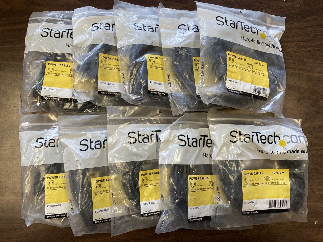 (Lot of 10) StarTech.com 10 ft Standard Laptop Power Cord NEMA 5-15P to C5 Cable