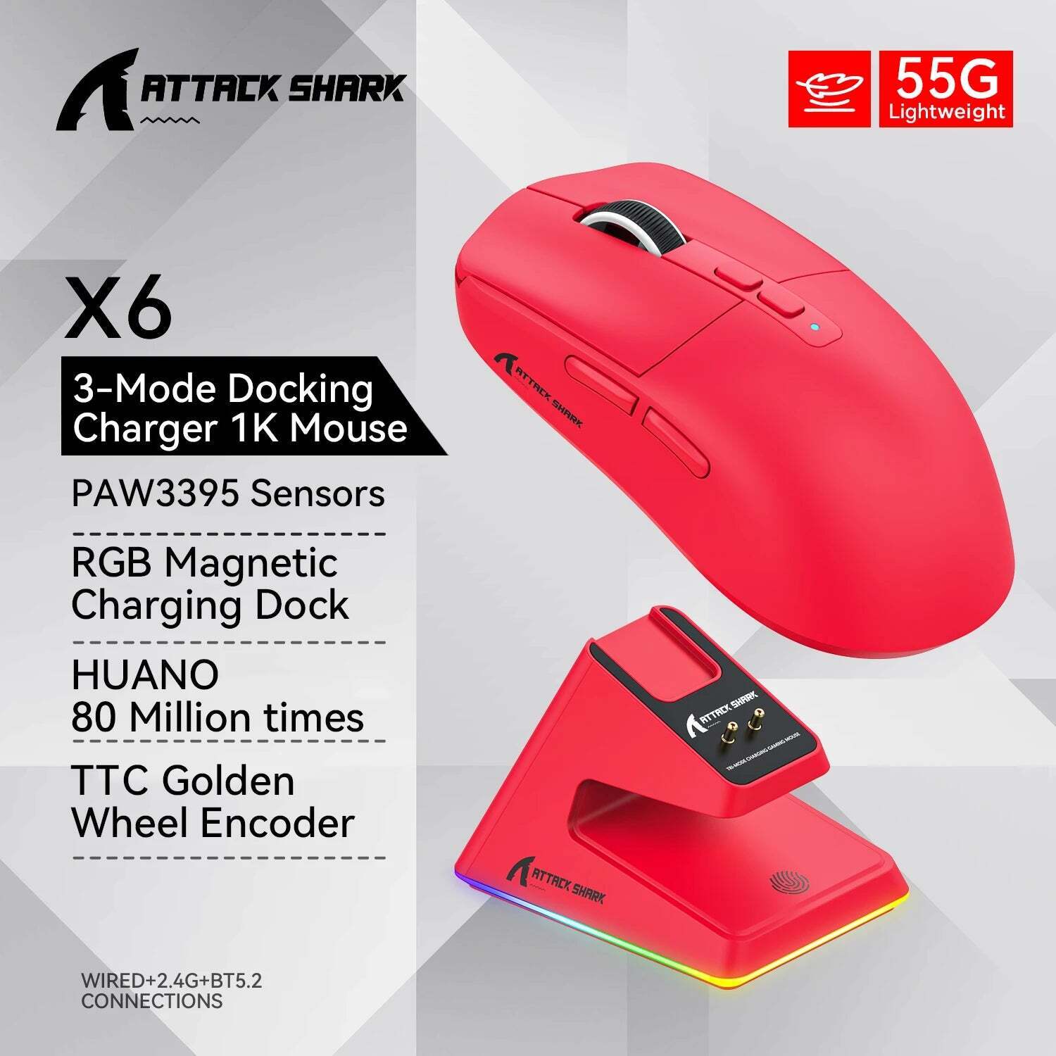 Attack Shark X6 Bluetooth Macro Gaming Mouse